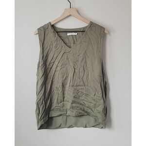 FRNCH V-Neck Tank in Olive Green Size Large